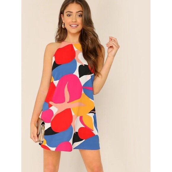 fa’brik Dresses & Skirts - Fa’brik Tyche Colorful Sleeveless Mini Swing Dress Small